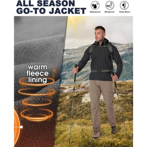 33,000ft Men's Hooded Softshell Jacket Waterproof Lightweight Insulated - Picture 4 of 6